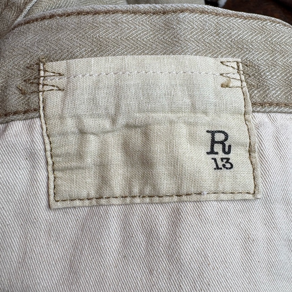 R13 Women's Straight Leg Jeans in Khaki - Picture 9 of 14